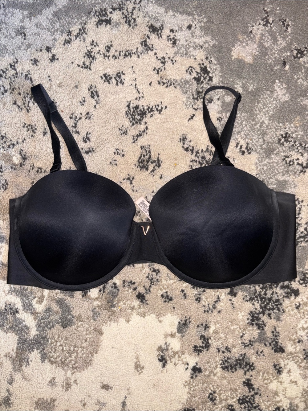 Victoria's Secret Black Smooth T-Shirt Bra with Gold V Accent